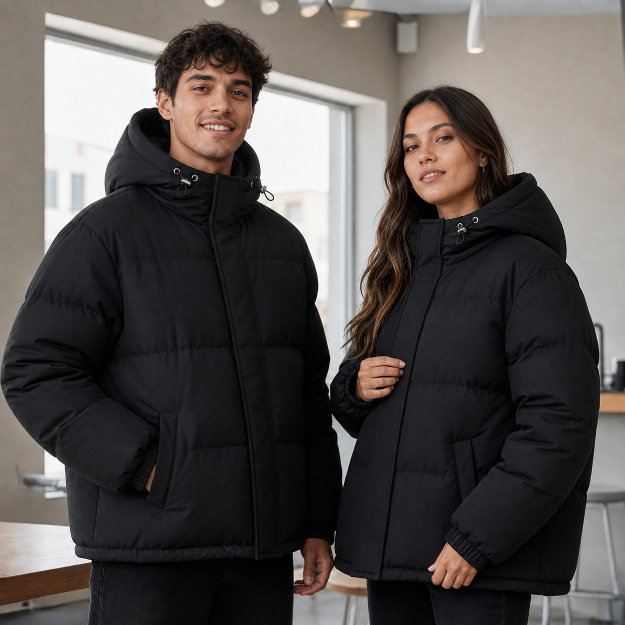 Chaqueta Puffer Oversize Unisex Negra - Abrigo Invierno