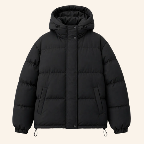 Chaqueta puffer oversize negra unisex, foto de producto