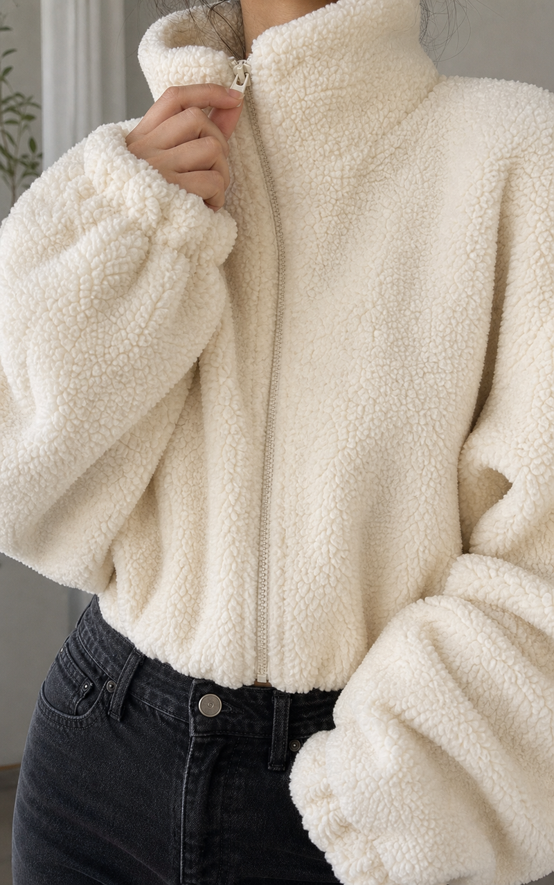 Cozy Vibes - detalle poleron teddy