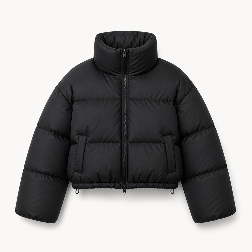 Chaqueta Puffer Cropped Mujer Negra