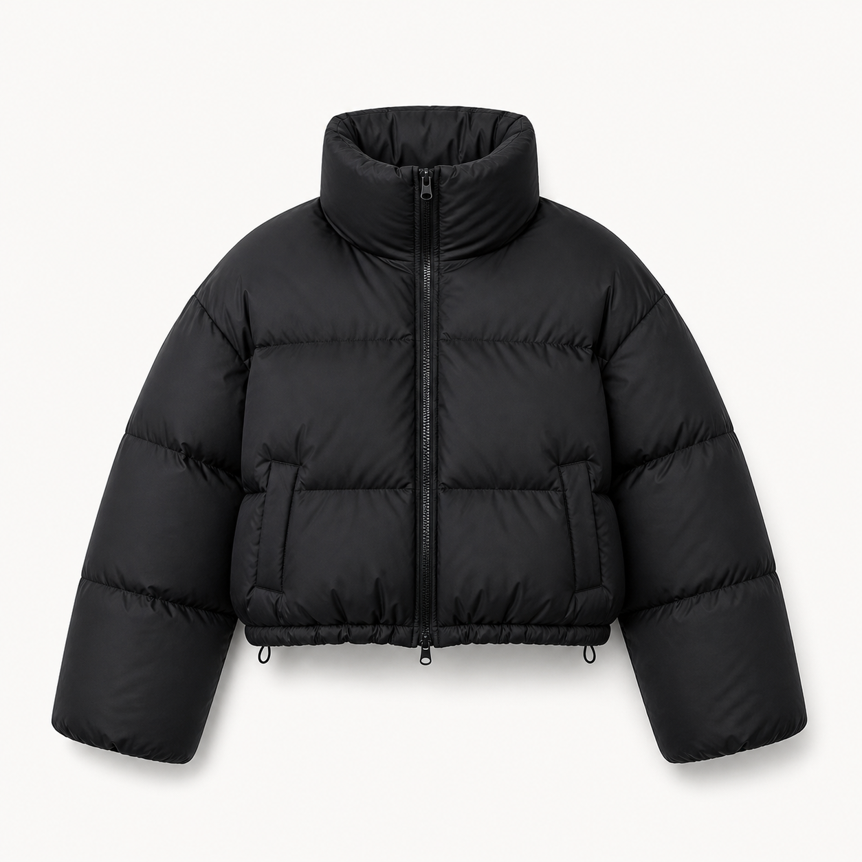 Chaqueta Puffer Cropped Mujer Negra