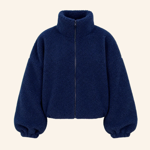 Polerón teddy oversize mujer, color azul marino, foto de producto
